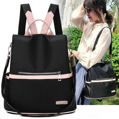 2024 Casual Oxford Backpack Women Black Waterproof Nylon School Bags For Teenage Girls High Quality Fashion Travel Tote Packbag
