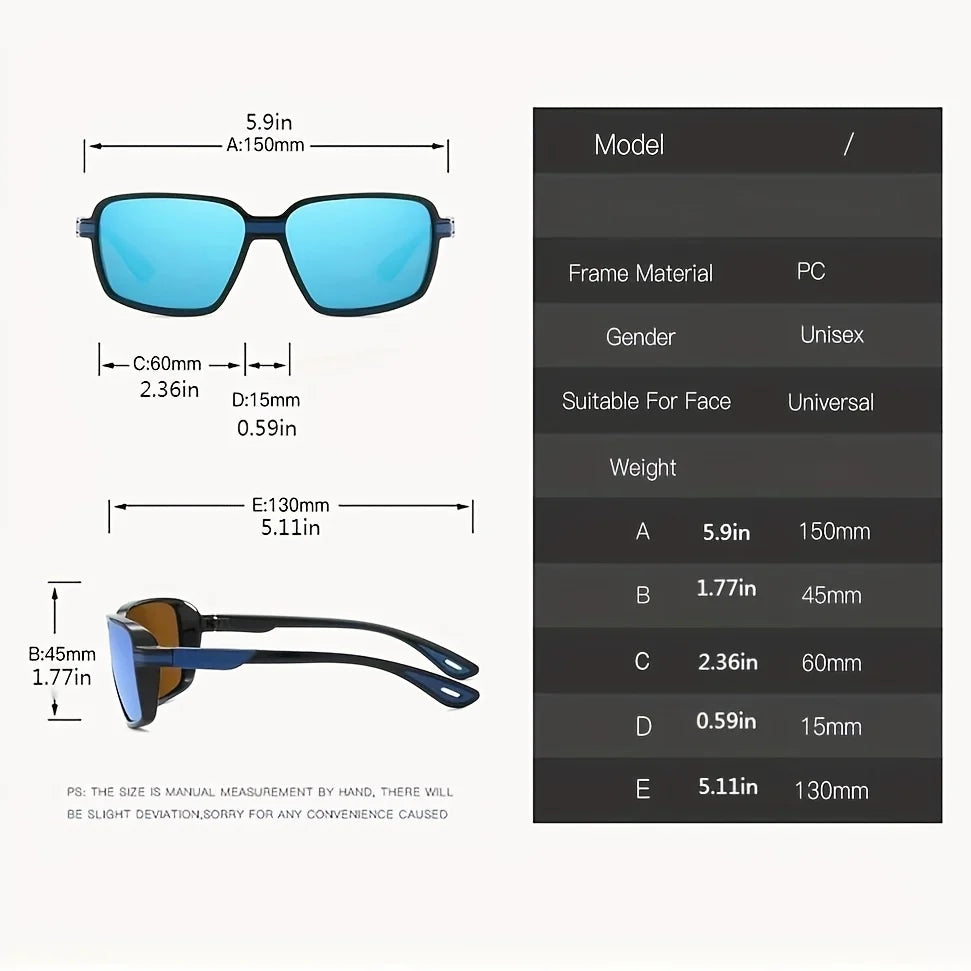 Classic polarized sports sunglasses, unisex, ideal for driving, fishing, hiking, and outdoor activities, UV400 protection.