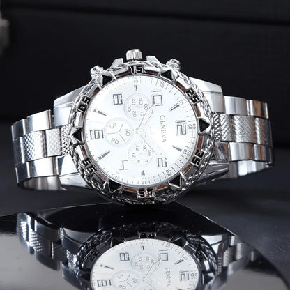 Classic Business Men's Watch Set, Quartz Round Dial Stainless Steel Strap Men's Watches, Ideal Gift Choice
