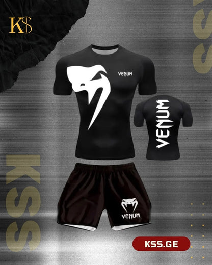 UFC Boxing Muay Thai Short Sleeved Shorts Set MMA Men's and Women's Outdoor Sports Casual Fashion Trend for Adults and Children