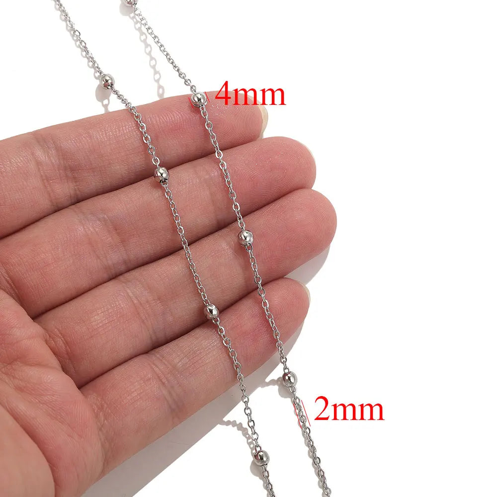 2-meter Lips Beads Chain Stainless Steel Cable Chains for Jewelry Making DIY Necklace Bracelet Accessories Gold Chain Findings