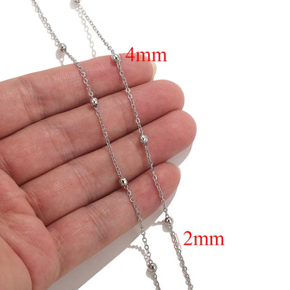 2-meter Lips Beads Chain Stainless Steel Cable Chains for Jewelry Making DIY Necklace Bracelet Accessories Gold Chain Findings
