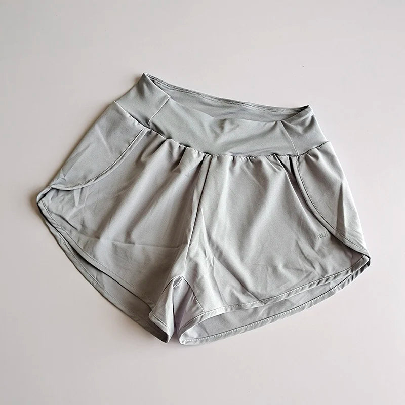 Summer Women's Loose Sports Shorts Women 2 in 1 Fitness Shorts High Waist Yoga Shorts Quick Dry Running Casual Sports Shorts