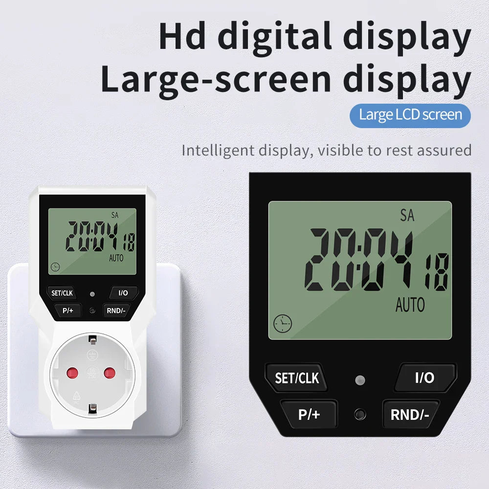 Electronic Timer Switch LCD Digital Time Control Energy Saving Manager Programmable Socket EU Plug Automatic Surge Protector