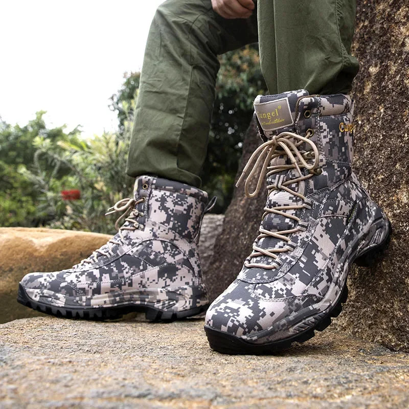 Men's Camouflage Tactical Boots Desert Waterproof Work Safety Shoes Mountaineering Shoes Ankle Boots Men's Outdoor Boots
