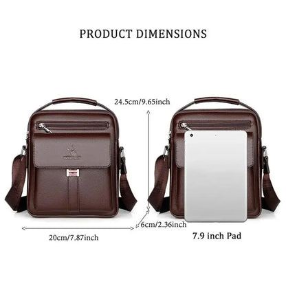 2025 New Men's Crossbody Shoulder Bags Waterproof Vintage Large Capacity PU Leather Bag Men's Messenger Tote