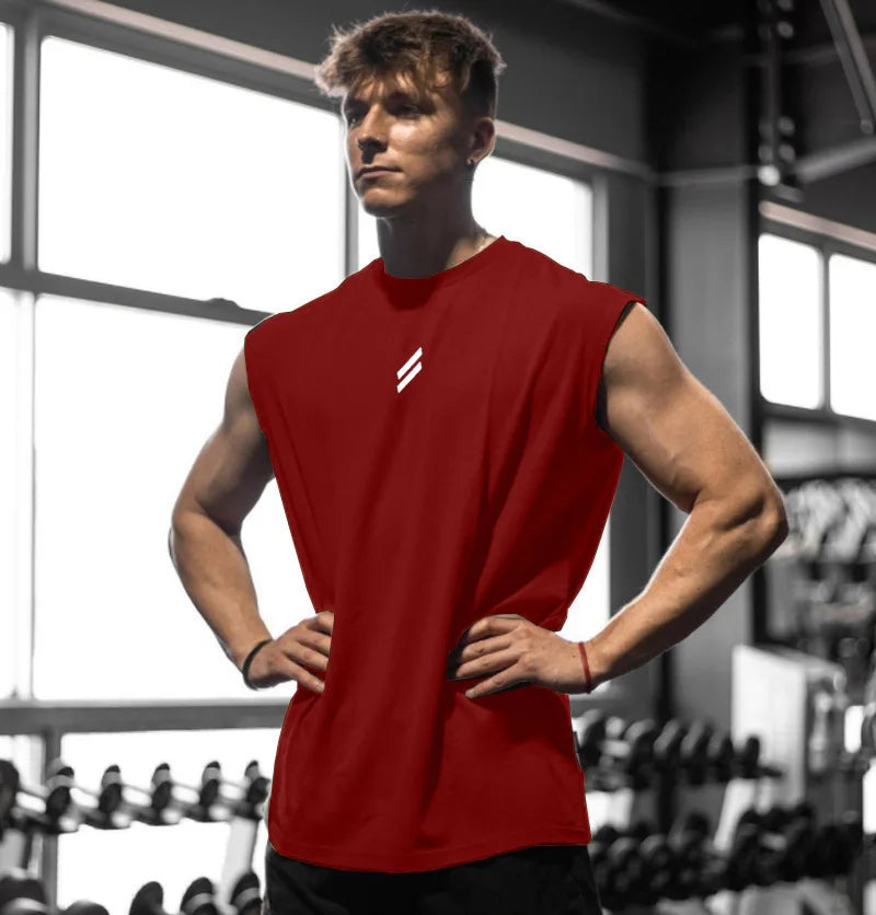 Men's sleeveless sports t-shirt, quick-drying, breathable, hollow, for training, summer