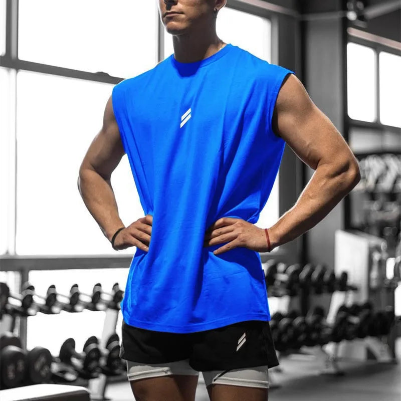 Men's sleeveless sports t-shirt, quick-drying, breathable, hollow, for training, summer