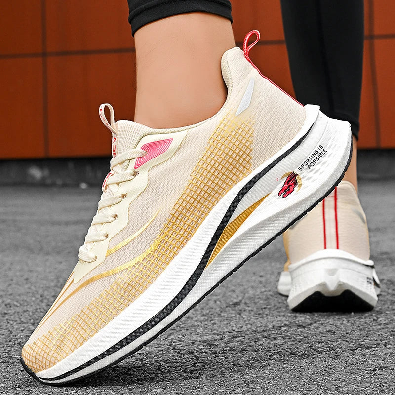 Unisex Running Shoes 2025 Autumn Breathable Mesh Sports Shoes Comfortable Lace-up Flat Sneakers for Men Women