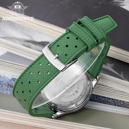 ADDIESDIVE New Men Watch 38mm VK64 Chronograph Fluororubber Luxury Domed Glass BGW9 Luminous 100m Waterproof Quartz Wristwatch