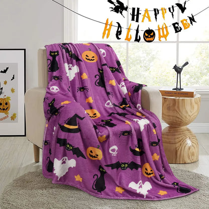 Halloween Throw Blanket for Couch Bed Halloween Fall Thanksgiving Gift Blanket Pumpkin and Ghost Print Blankets Sofa Blankets