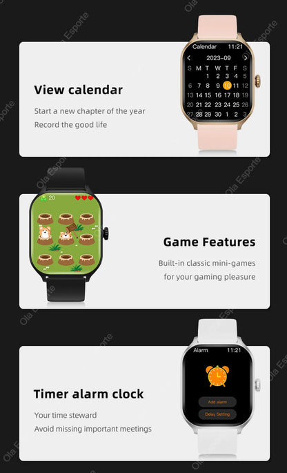 2026 New Smart Watch For Android IOS 2.01Inch Color Screen Bluetooth Call Blood Oxygen/Pressure Monitoring Smart Watch Women Men