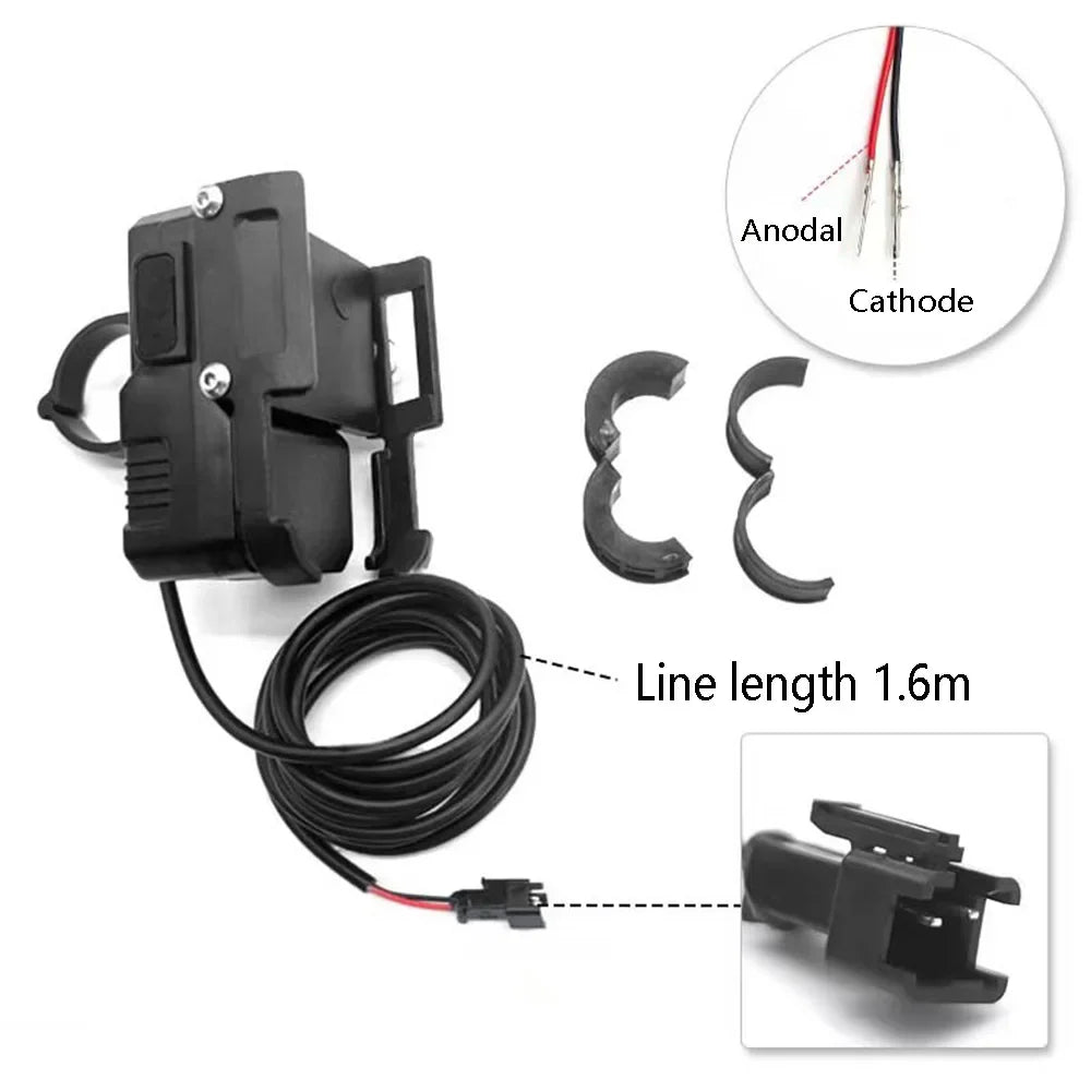 E-bike accessories Mobile phone holder Aluminium alloy 24-80V universal USB charging Bluetooth player