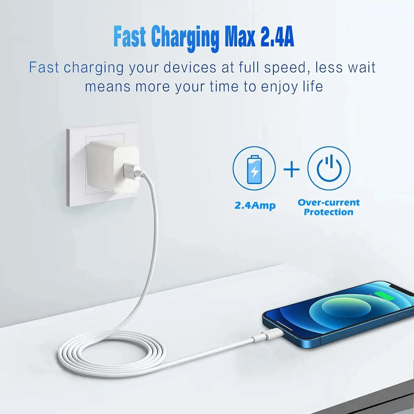3A USB Cable For iPhone 14 13 12 11 Pro Max X XR 6s 7 8 Plus  3ft  6ft Lead Mobile Phone Fast Charging Cord Data Charger Wire