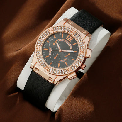 6pcs women's exquisite, small and cute watch + bracelet + ring + earrings set, holiday gift birthday gift