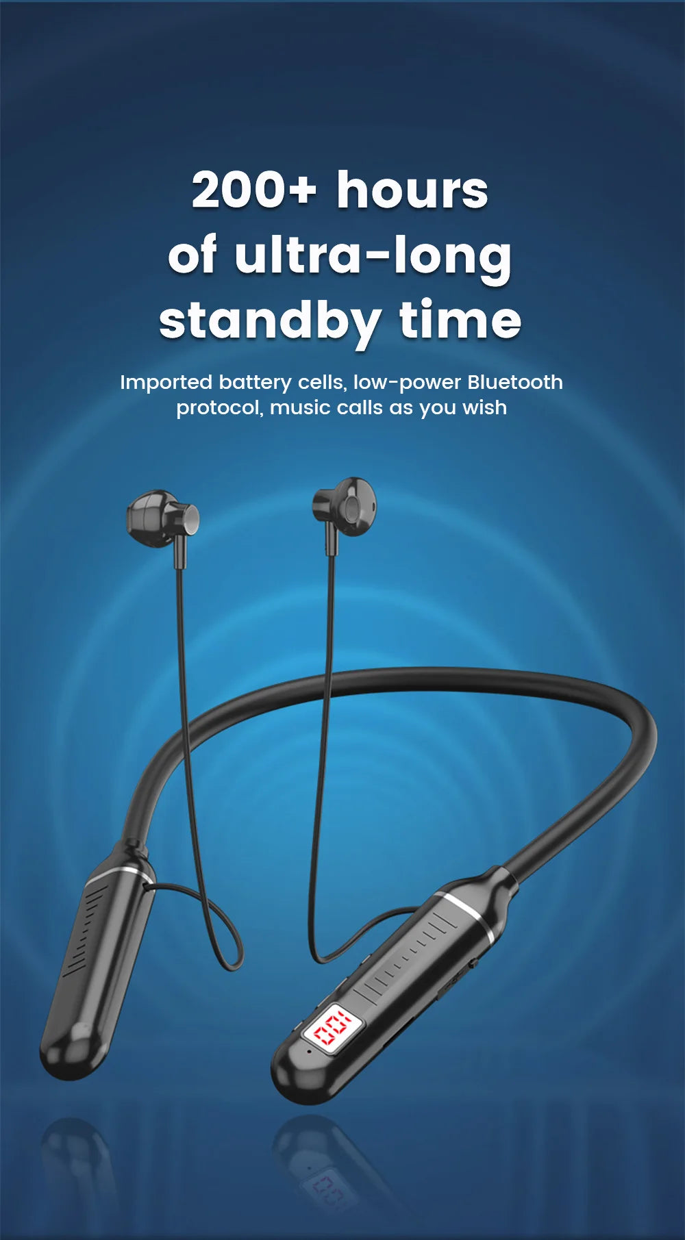 K58 Wireless Earphones Bluetooth 5.3 Neckband Headphones Gaming LED Display HIFI Headset Sports TWS Earbuds With Mic TF Card