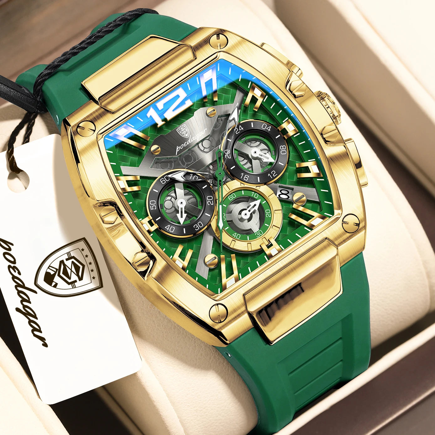 POEDAGAR Luxury Watches For Men Sport Casual Waterproof Luminous Date Man Wristwatch Chronograph Quartz Silicone Men Watch Reloj