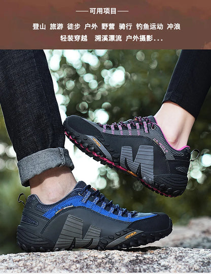 Outdoor couple hiking shoes, men's waterproof hiking shoes, leather tactical shoes, women's non slip outdoor shoes
