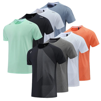 Quick Dry T-Shirt Men Running Fitness Sports Top Gym Training Shirt Breathable Jogging Casual Sportswear