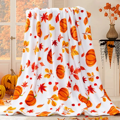 Halloween Throw Blanket for Couch Bed Halloween Fall Thanksgiving Gift Blanket Pumpkin and Ghost Print Blankets Sofa Blankets