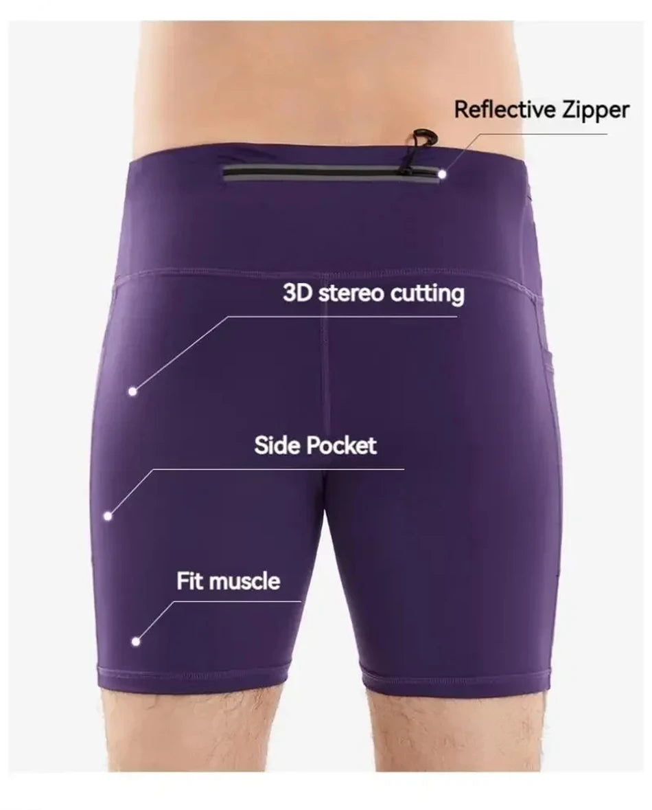 Mul-Pockets Compression Shorts 3.0 Mens Marathon Running Shorts Quick Dry Exercise Training Jogging Cycling Fitness Tight Shorts