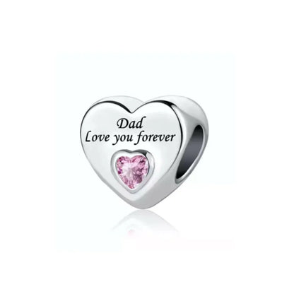 2024 Original 925 Silver Simple Heart Charm Daughter Mom Dad Bead Fit Dpandore Bracelet Necklace Women Diy Jewelry For Gift