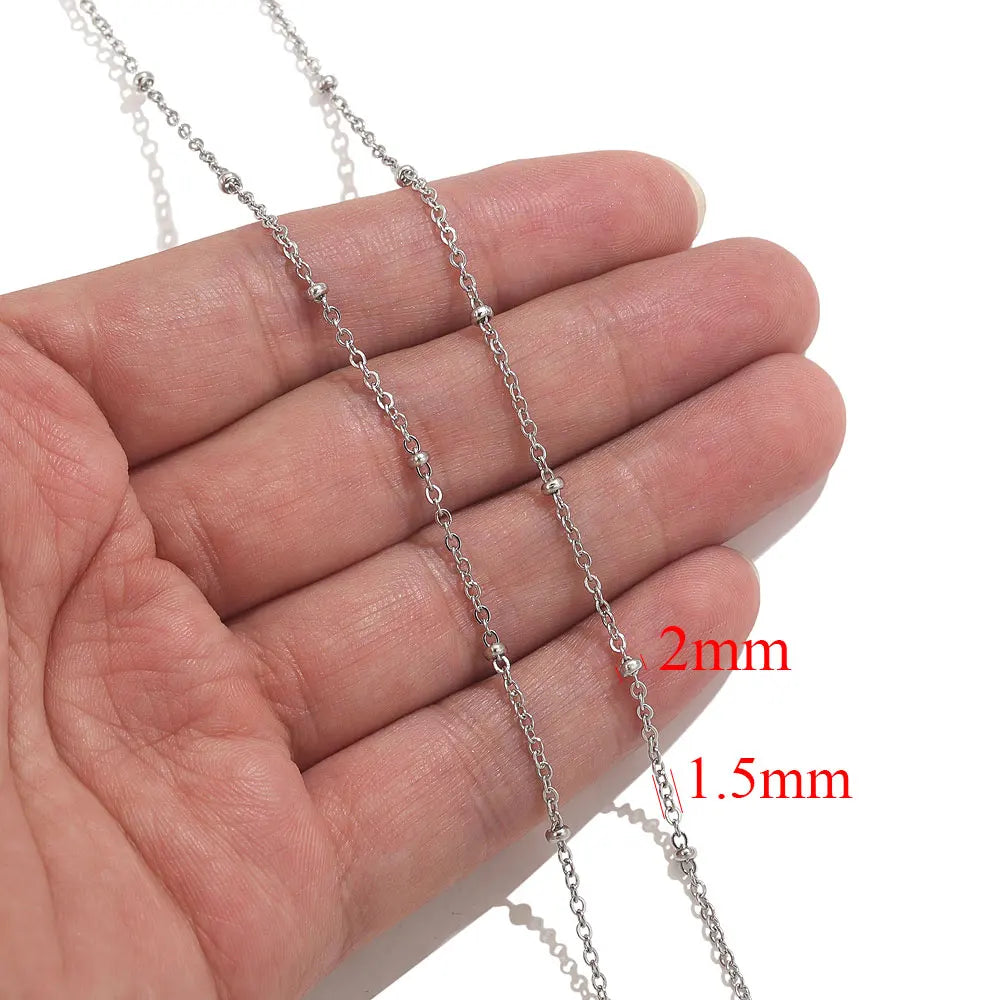 2-meter Lips Beads Chain Stainless Steel Cable Chains for Jewelry Making DIY Necklace Bracelet Accessories Gold Chain Findings