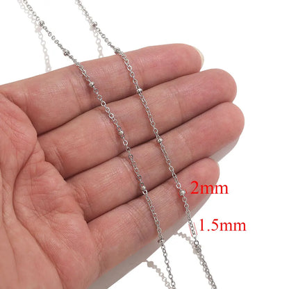 2-meter Lips Beads Chain Stainless Steel Cable Chains for Jewelry Making DIY Necklace Bracelet Accessories Gold Chain Findings