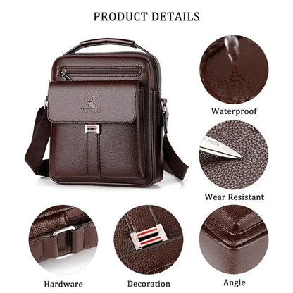 2025 New Men's Crossbody Shoulder Bags Waterproof Vintage Large Capacity PU Leather Bag Men's Messenger Tote