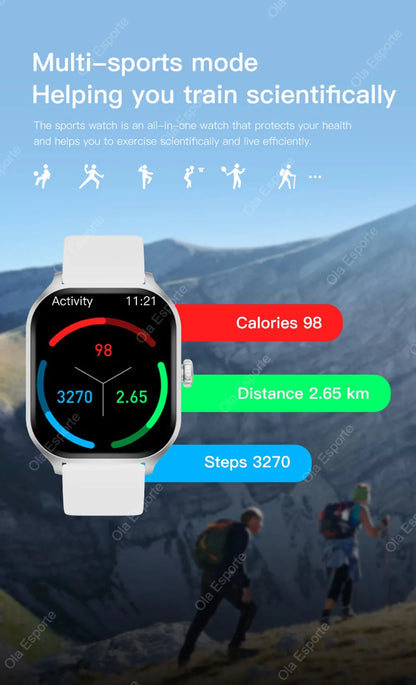 2026 New Smart Watch For Android IOS 2.01Inch Color Screen Bluetooth Call Blood Oxygen/Pressure Monitoring Smart Watch Women Men