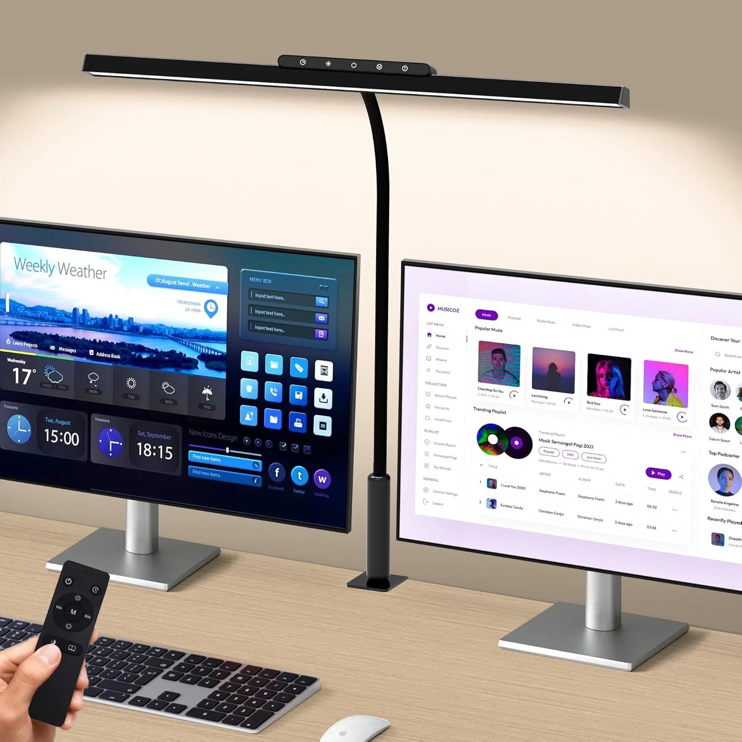 Desk Lamp, 3 Colors Stepless Dimming LED Desk Lamps for Home Office Adjustable Memory Desk Light with Touch Clamp/Remote Control