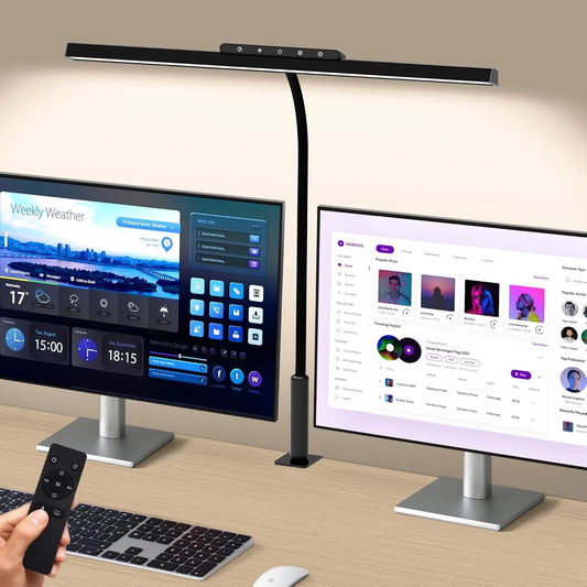 Desk Lamp, 3 Colors Stepless Dimming LED Desk Lamps for Home Office Adjustable Memory Desk Light with Clamp Touch/Remote Control
