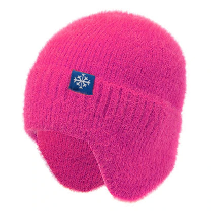 Hot Sale Women Earflap Winter Hat Candy Colors Fashion Faux Fur Knitted Hat Kpop Style Soft Beanie Hats Female Streetwear Cap