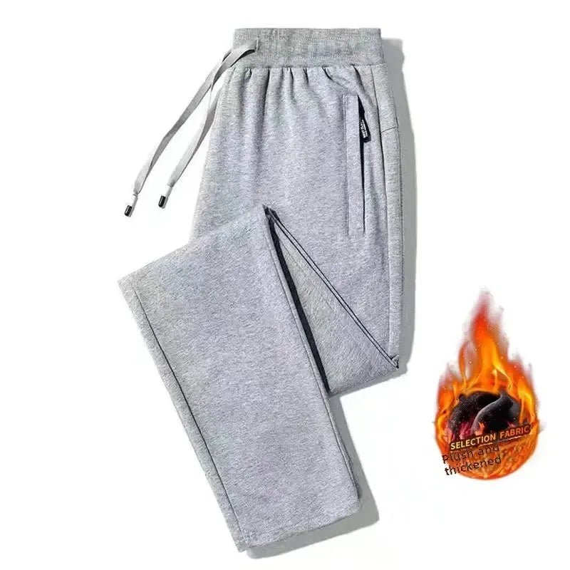 Men's Loose-Fit Fleece-Lined Long Casual Pants Autumn/Winter 2024 Spring/Autumn Korean Style Straight-Leg Pants For Youth