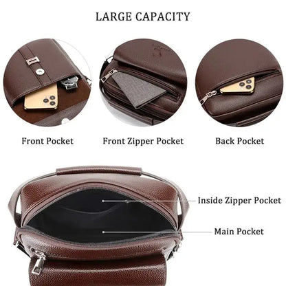 2025 New Men's Crossbody Shoulder Bags Waterproof Vintage Large Capacity PU Leather Bag Men's Messenger Tote