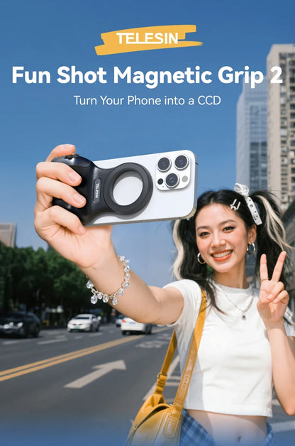TELESIN Phone Camera Shoot Hand Grip Magnetic Smart Phone Holder Shooting Aid Remote Control Handle For Iphone Android Phone