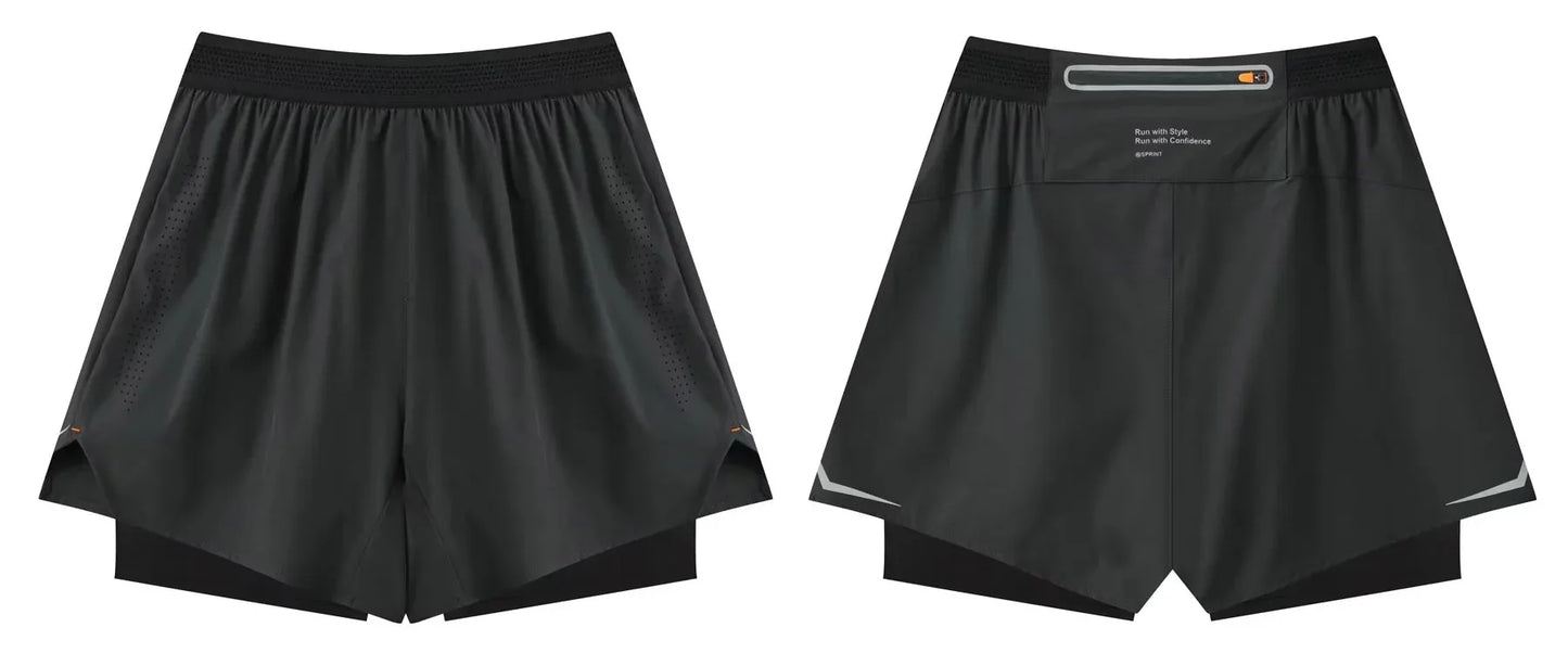 Men Running Shorts Gym Marathon Track Sports Shorts 2 In 1 Quick Dry Workout Training Gym Fitness Short Pants Summer Men Shorts