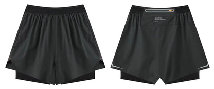 Men Running Shorts Gym Marathon Track Sports Shorts 2 In 1 Quick Dry Workout Training Gym Fitness Short Pants Summer Men Shorts
