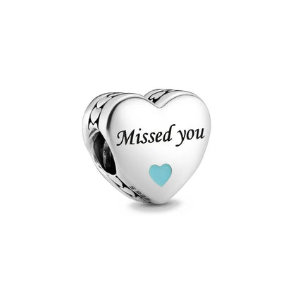 2024 Original 925 Silver Simple Heart Charm Daughter Mom Dad Bead Fit Dpandore Bracelet Necklace Women Diy Jewelry For Gift