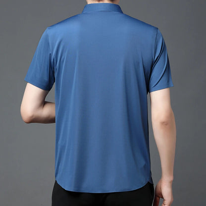 Men's Ultra Stretch Short Sleeve T-Shirt Business Casual Breathable Stretchable Abrasion-Resistant Solid Color Short Sleeve Shirt