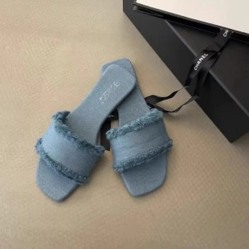 Women's Slippers Solid Color Open-toe Set Foot Vacation Beach Flat Sandals Casual Flip Flops Summer Indoor Women Slides Shoes