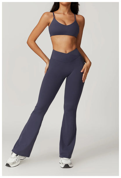 Women Sportswear Yoga Set 2PCS Sport Suit Gym Workout Clothes Short Sleeve Gym Crop Top High Waist Leggings Fitness Sports Wear
