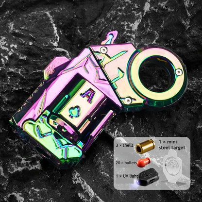 Metal Alloy Shell-Ejecting Toy Pistol Set Fun Shooting Sensory Toy Stress Relief EDC Office Desk Gadget Gift for Boys Adults