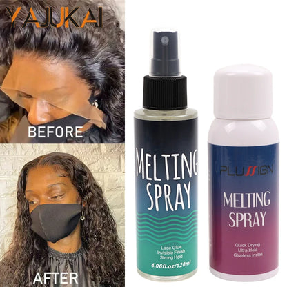 120Ml Lace Melting Spray Seamless Finish Glue Spray Wig Melting Spray &amp; Hair Adhesive For Lace Wigs Strong Invisible Lace Glue