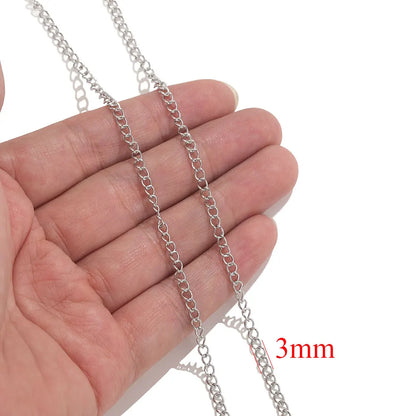 2-meter Lips Beads Chain Stainless Steel Cable Chains for Jewelry Making DIY Necklace Bracelet Accessories Gold Chain Findings