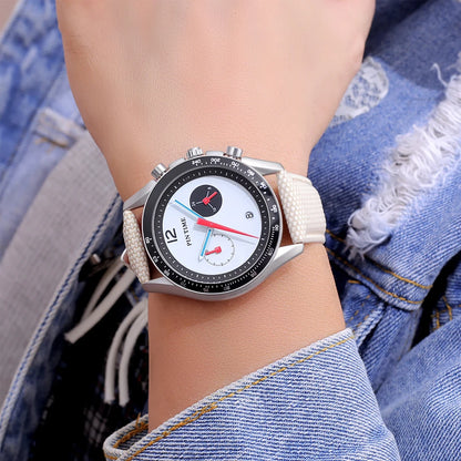 Round Sports Watch for Men Stopwatch Light Luxury Retro Leather Watch Strap Advanced Genuine Quartz Watch Waterproof Men's Watch