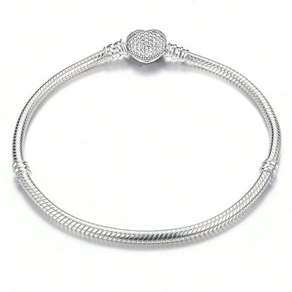 925 Sterling Silver Zircon Sweet Love Heart Bracelet DIY Bead Making Fit Original Pan Bracelets Fine Jewelry Gift
