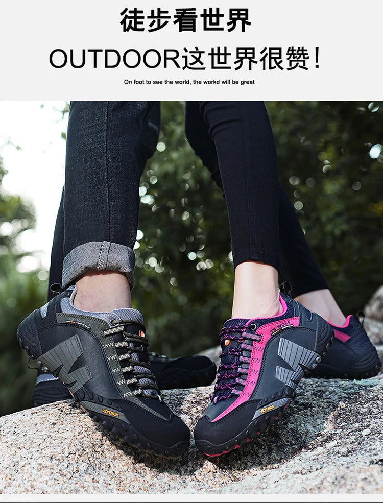 Outdoor couple hiking shoes, men's waterproof hiking shoes, leather tactical shoes, women's non slip outdoor shoes