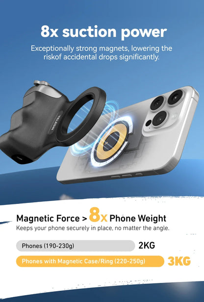 TELESIN Phone Camera Shoot Hand Grip Magnetic Smart Phone Holder Shooting Aid Remote Control Handle For Iphone Android Phone