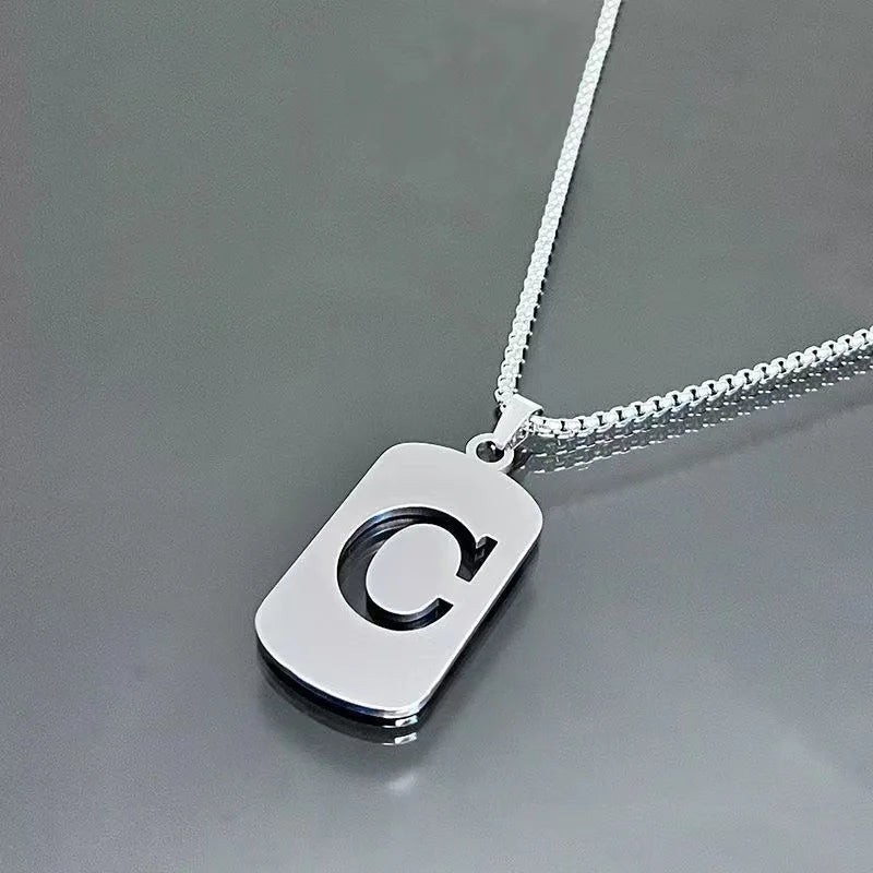 Stainless steel Men Women Pendant Necklace Hollow 26 Mother Without Plating Design  Style Hip Hop Chain for Daily Wear and Gift
